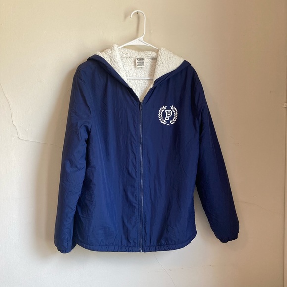 PINK Victoria Secret Sherpa Lined Windbreaker Jacket XSmall - Picture 2 of 6